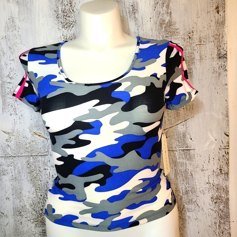 *EYE CANDY COVER-UP TOP SHIRT SIZE L JUNIOR blue